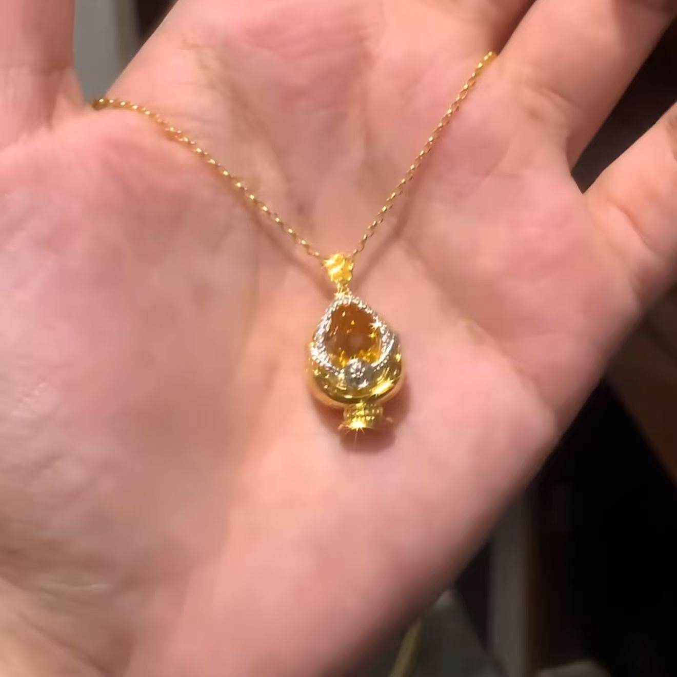彩宝许愿瓶满钻通勤项链