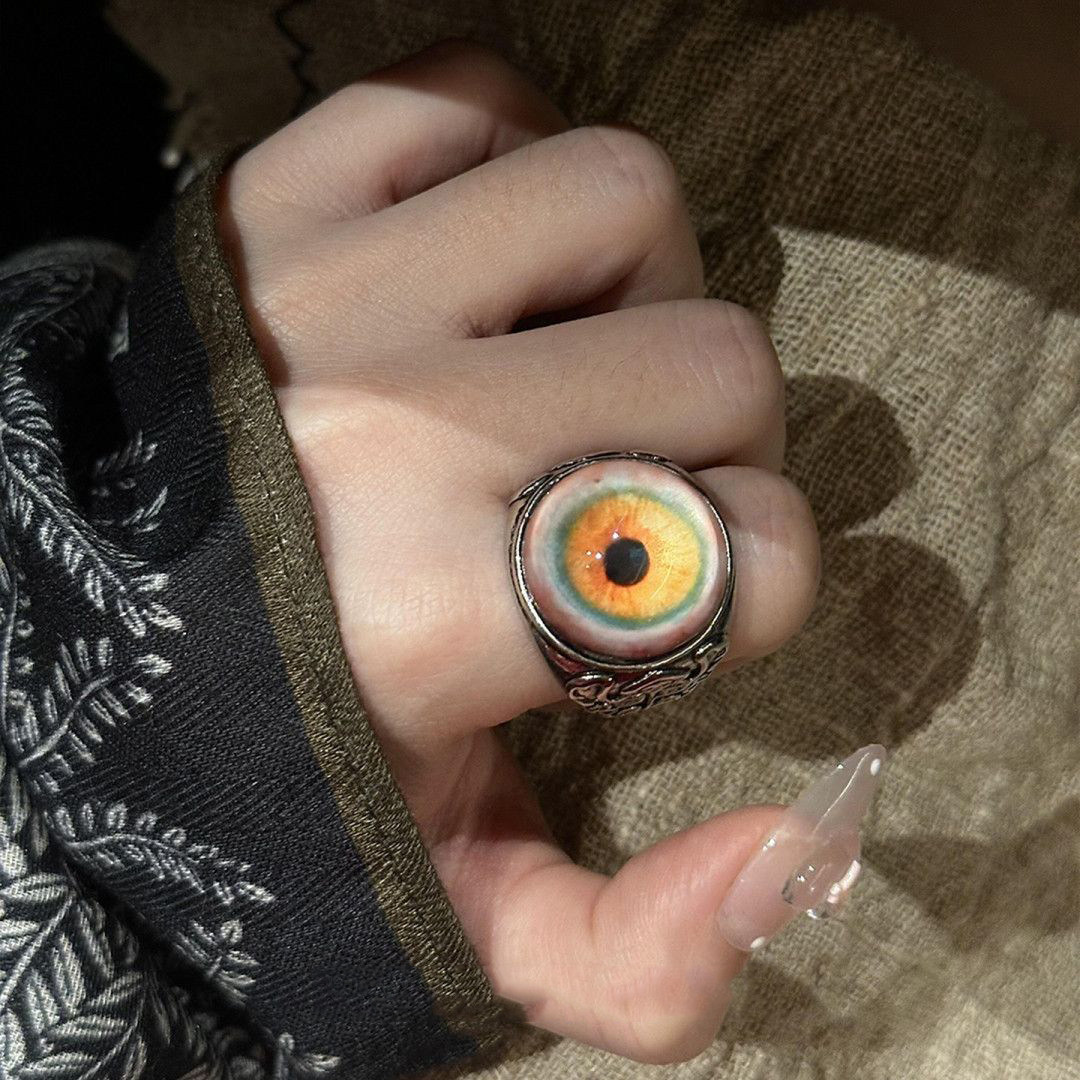复古朋克恶魔之眼开口戒指