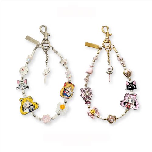 夏日甜妹可爱挂件手机链包包挂件可爱月野兔公主挂绳金属手机链