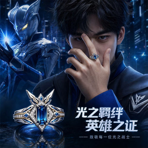 赛罗奥特曼蓝色披风戒指COS
