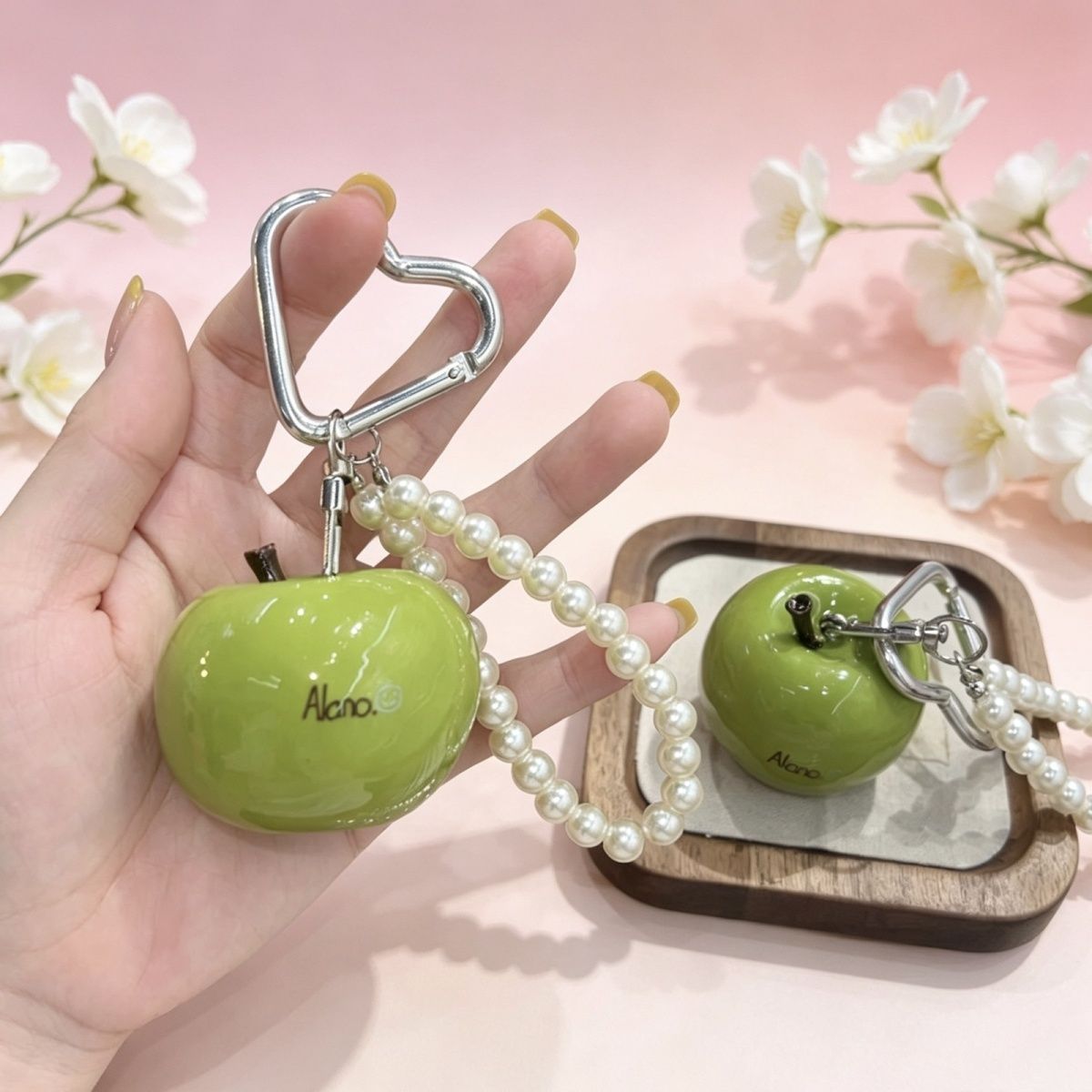 创意仿真苹果串珠可爱钥匙扣挂件