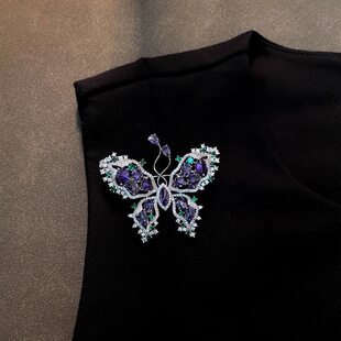「岁尾梦蝶」高级闪钻蝴蝶胸针高端大气轻奢精致胸花大衣西服别针