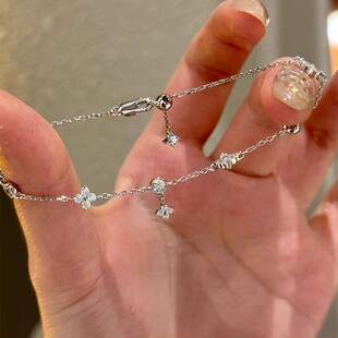 法式银色四叶草手链女轻奢小众精致高级感2026年新款闺蜜绝美手饰