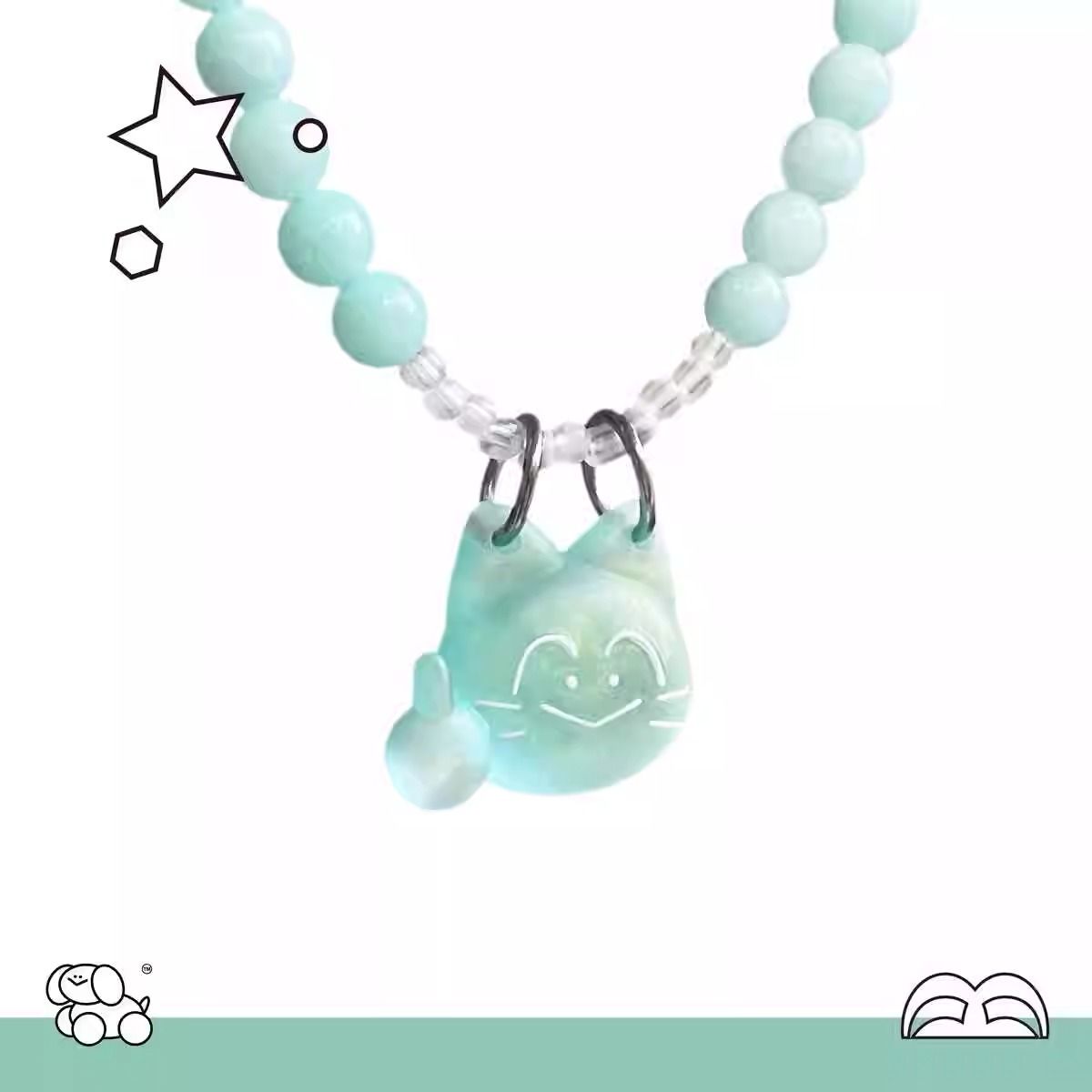 猫猫特工朋克五角星情侣项链