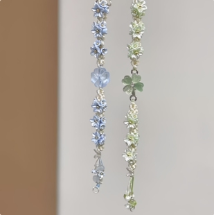 幸运小花手链手工编织小花蝴蝶清新显白时尚手绳闺蜜女友礼物蓝色