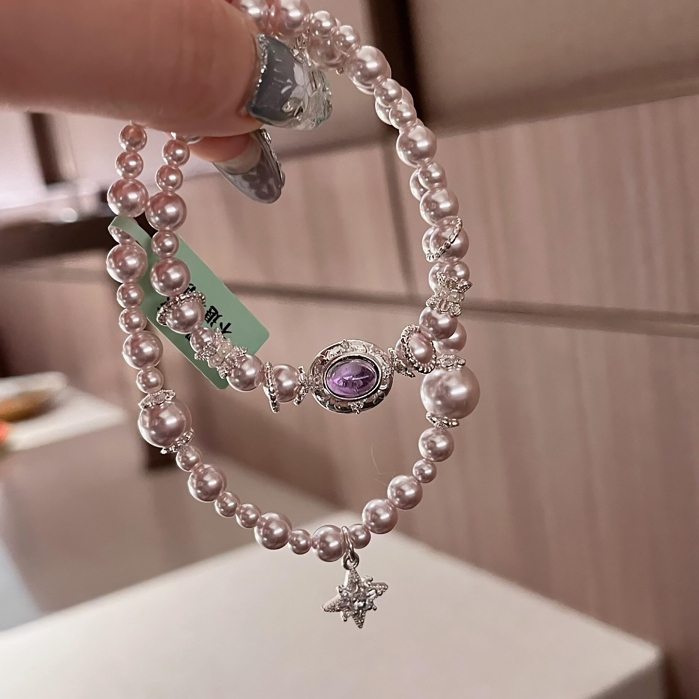 「月落星沉」双圈贝珠宇宙行星手链轻奢高级感手链配饰设计款手链