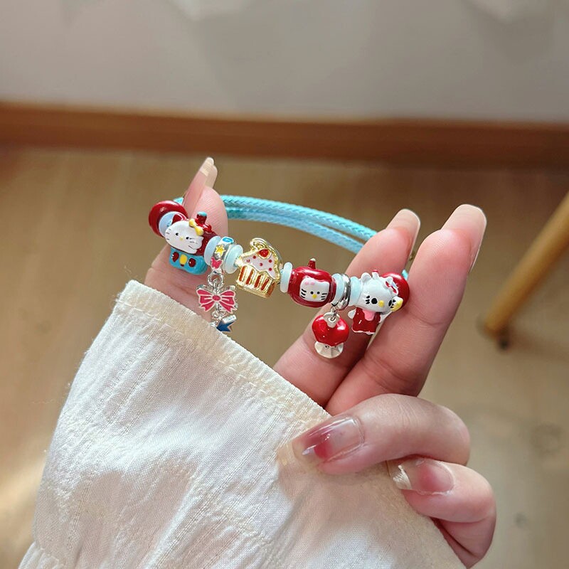 可爱童趣kitty猫编绳手链女2026新款多巴胺卡通苹果手串学生配饰