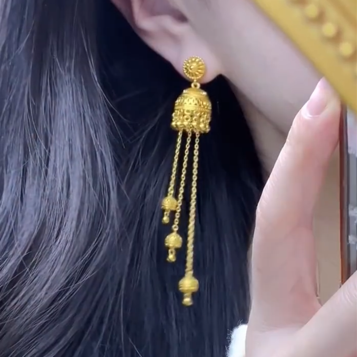 金色耳钉波西米亚风水母耳环时尚流苏异域耳饰婚嫁新款百搭高级感