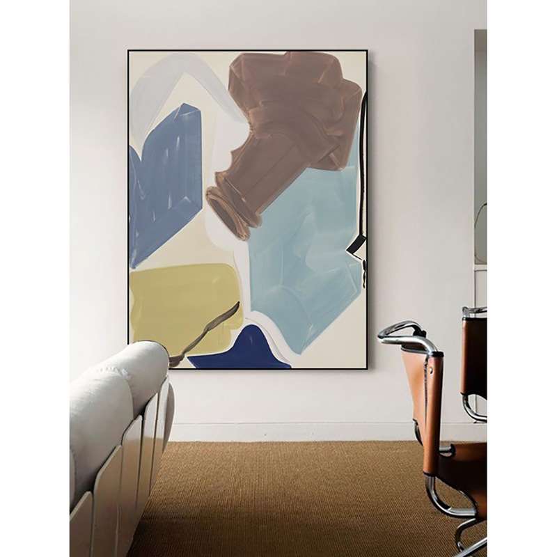 莫兰迪抽象艺术小众色块装饰画奶油客厅沙发餐厅玄关走廊入户挂画图片