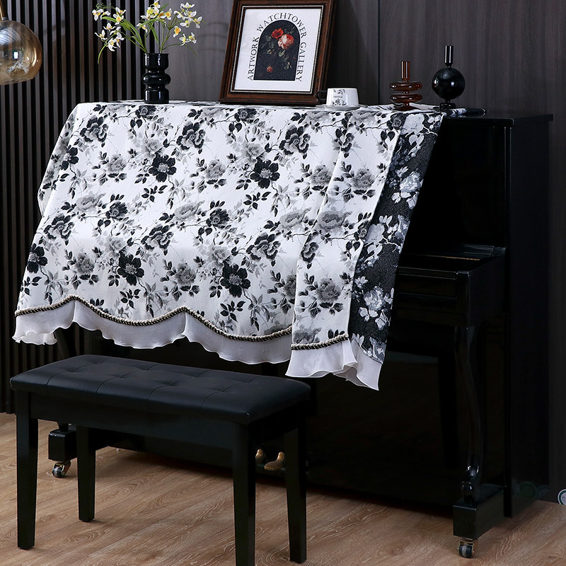 法式复古钢琴罩半罩美式钢琴防尘罩盖巾轻奢高级感碎花电子琴盖布