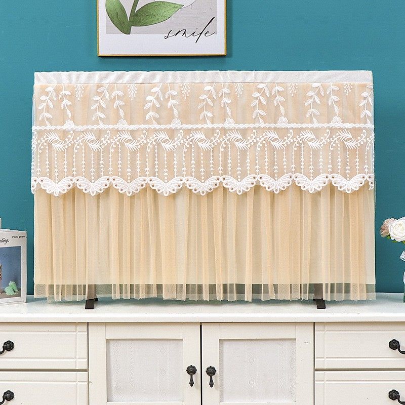 电视机防尘罩简约新款轻奢盖巾65寸75寸蕾丝液晶电视盖布装饰遮挡