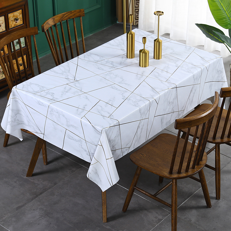 长方形餐桌布防水防油防烫免洗PVC高级感轻奢网红桌布ins风茶几布-封面
