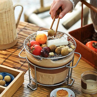 围炉煮茶陶土碳火砂锅泥炉老式打边炉火锅加厚电碳两用烧烤炉