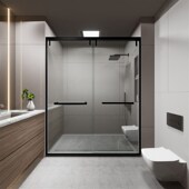 房干湿分离浴室钢化移门一字推拉趟门洗澡浴屏