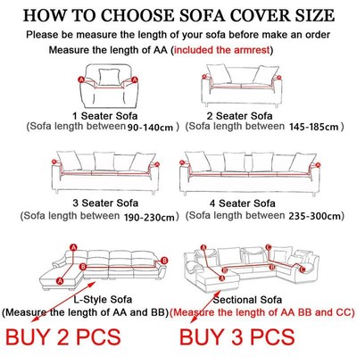 Solid Elastic Sofa Cover for Living Room 1/2/3/4 Seater L-Sh