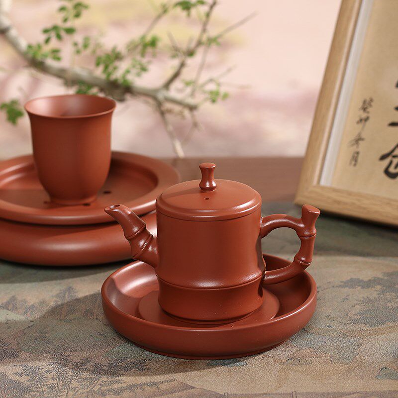 潮州手拉壶竹壶工夫小茶壶小号泡茶复古茶壶潮州朱泥出水密封