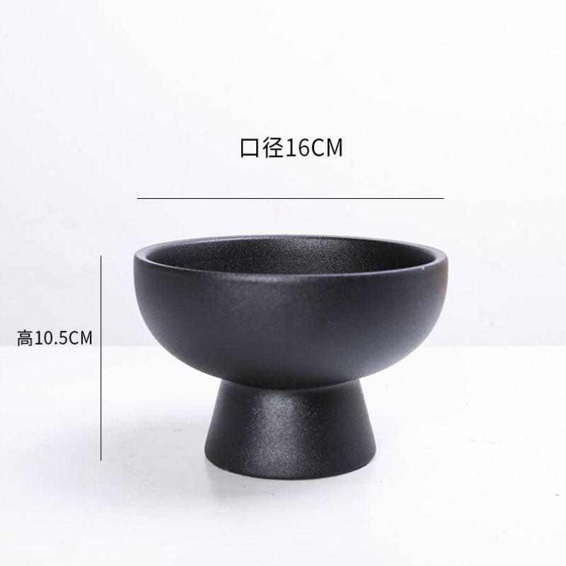 景观花盆创意铜钱草黑色器皿无孔摆件专用水培苔藓陶瓷微蕨类植物
