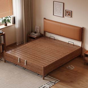 实木箱体床高脚离地软包气压高箱储物床小户型主卧收纳双人床