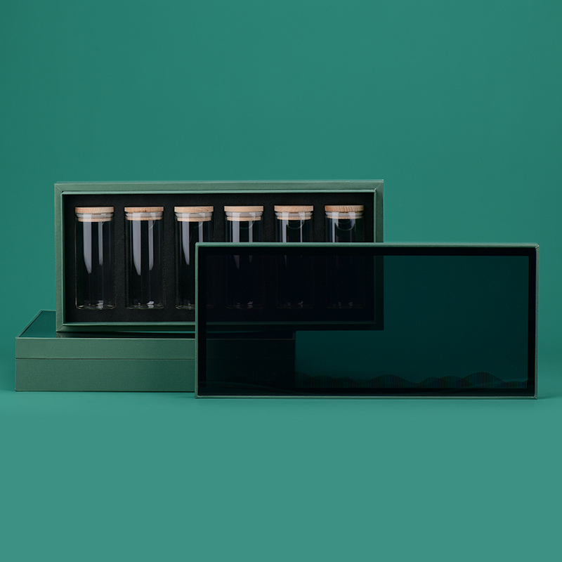 高档茶叶包装盒空礼盒太平猴魁玻璃罐装绿茶礼盒天窗有机盒空礼盒