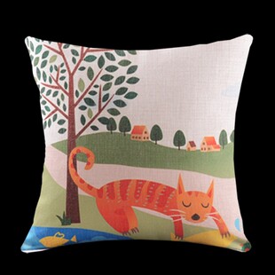 木年轮爱卡通棉麻靠垫含小新沙发抱枕 午睡枕汽车靠垫