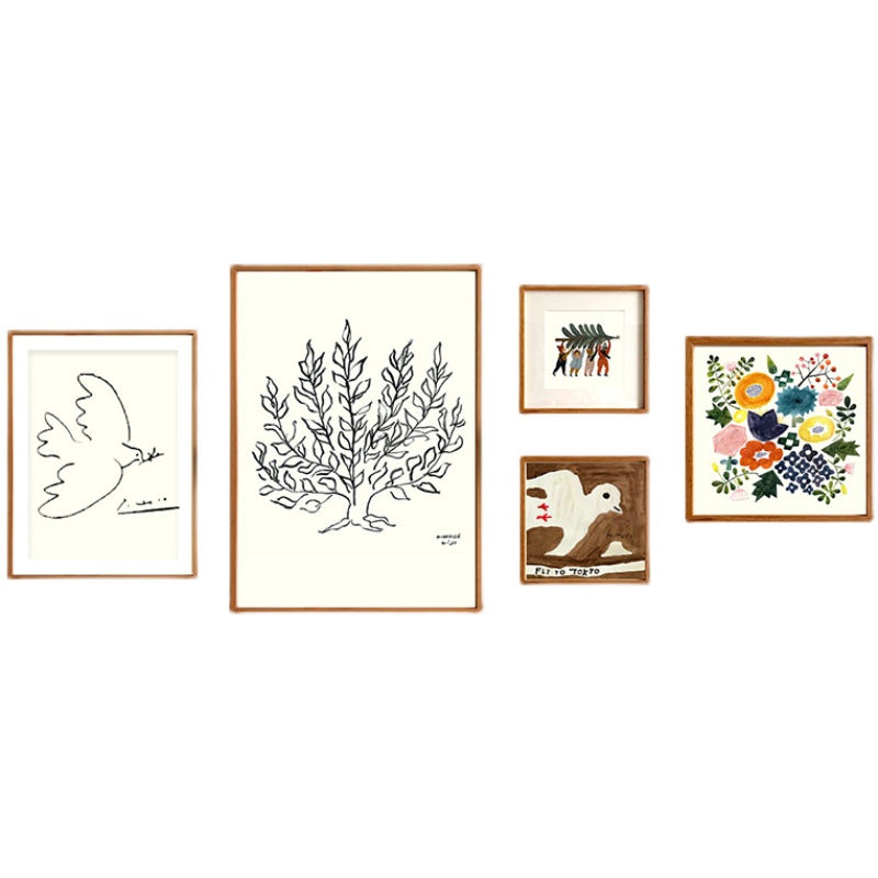 鸟的世界照片墙餐厅精致挂画客厅背景墙现代装饰画柚木实木有框画