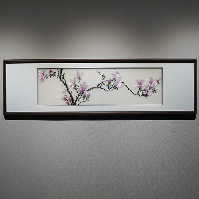成品挂画客厅床纯手工新现代玉兰鸟苏州刺绣绣画