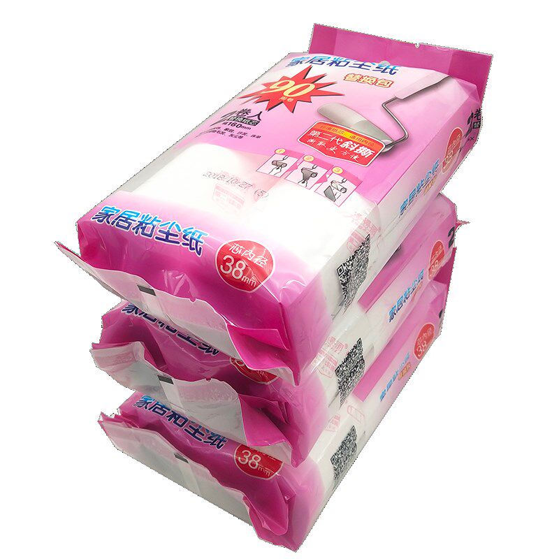 净得丽家居粘尘纸 cm除尘器粘毛滚筒替换纸芯 大号9撕9袋