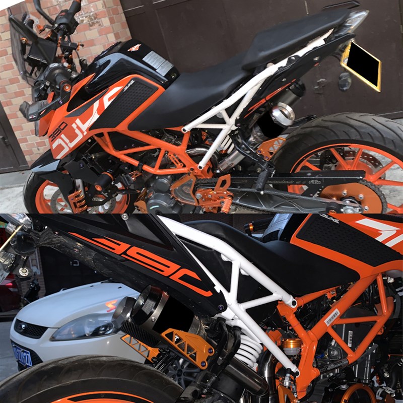适用KTM DUKE390 250 125排气管改装高位双出不锈钢中段排气17-20