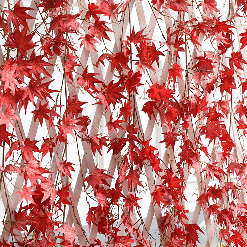 藤条装饰仿真红枫叶塑料假花绿树叶空调下水管道吊顶缠绕遮挡藤蔓