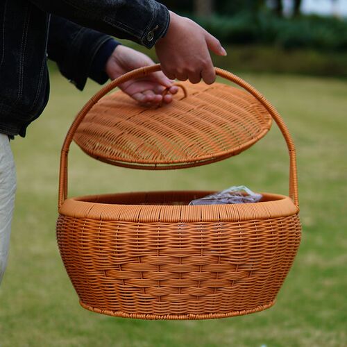 仿藤编篮拜拜篮子结婚乔迁喜事礼品篮供奉拜山提篮野餐采摘篮