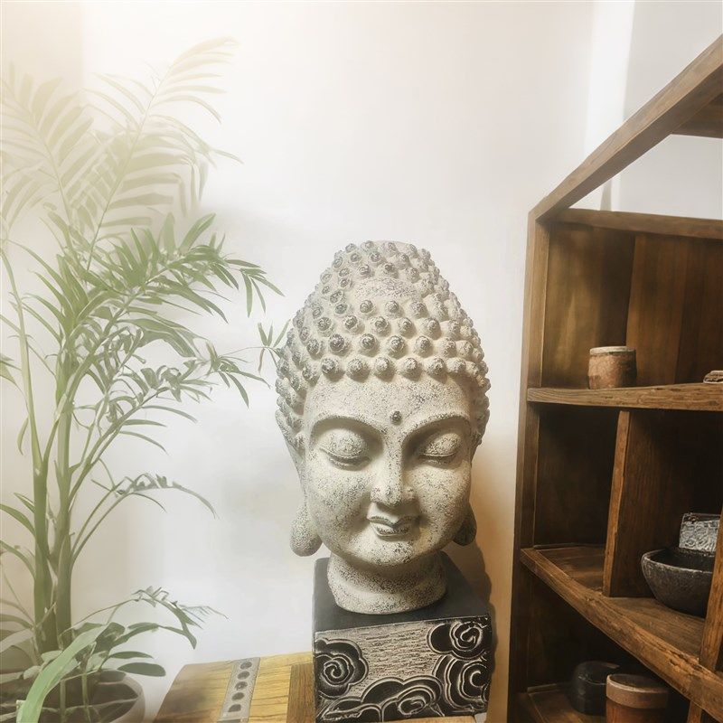 仿古佛头古典会所陈设装饰仿石雕石器意境美学茶空间造景,家居饰品,户外/庭院摆件,淘宝优惠券,粉丝福利购,淘宝优惠卷