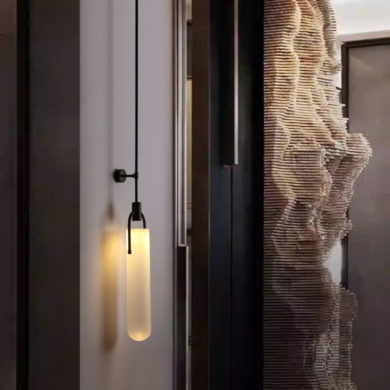 设计师极简玻璃装饰壁灯客厅背景墙卧室床头走廊酒店长杆挂式灯具