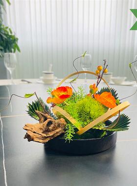 现代酒店转盘大圆桌永生青苔微景观餐桌摆台饰