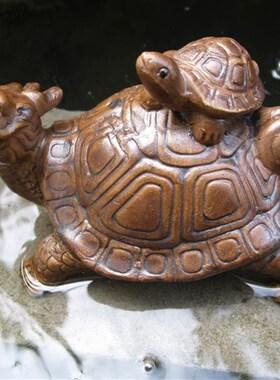 假山鱼池喷水 龙头龟 水族鱼缸园林园艺家居造景装饰