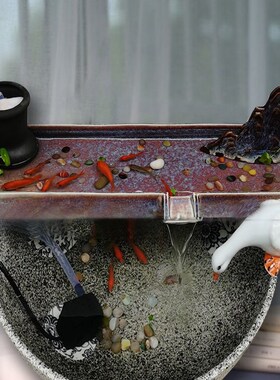 陶瓷鱼缸流水器循环流水假山庭院石槽水池造景养鱼装饰大