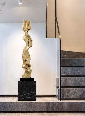 酒店大堂现代大厅客厅玄关抽象电镀创意样板房落地雕塑工艺品