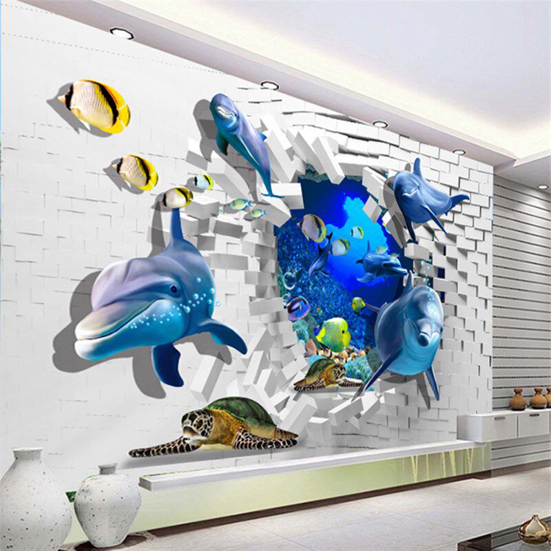 底世界防水自粘墙画母婴游泳馆题房儿童乐园洋壁画