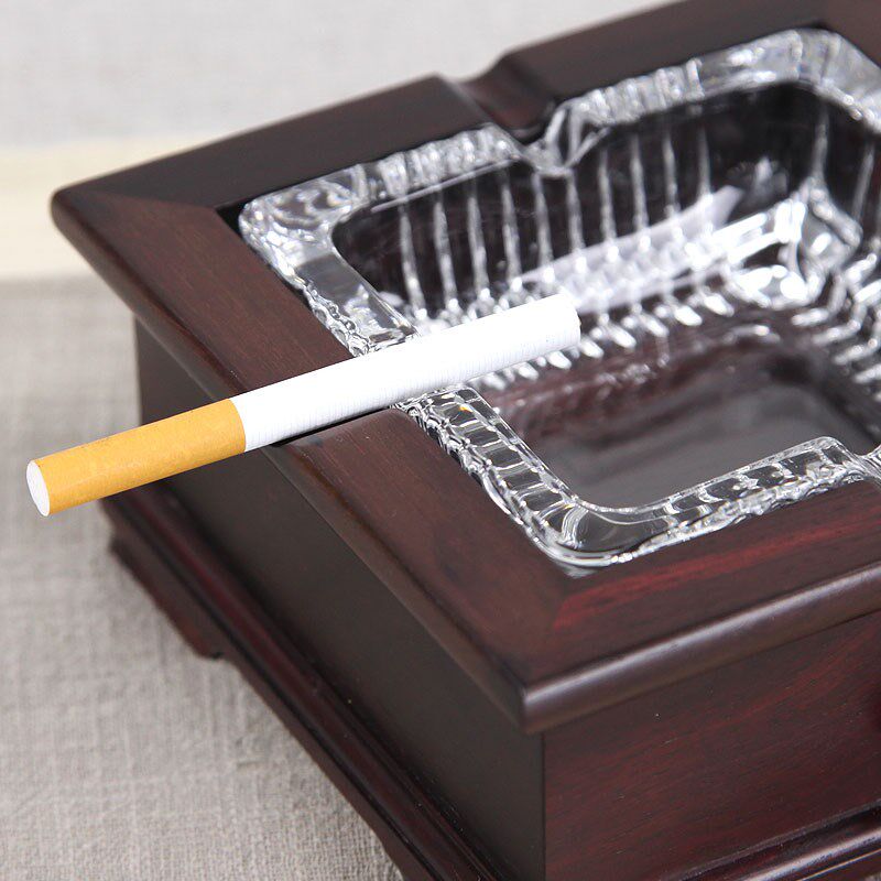 紫檀木烟灰缸创意客厅性复古实木质潮流红木烟缸
