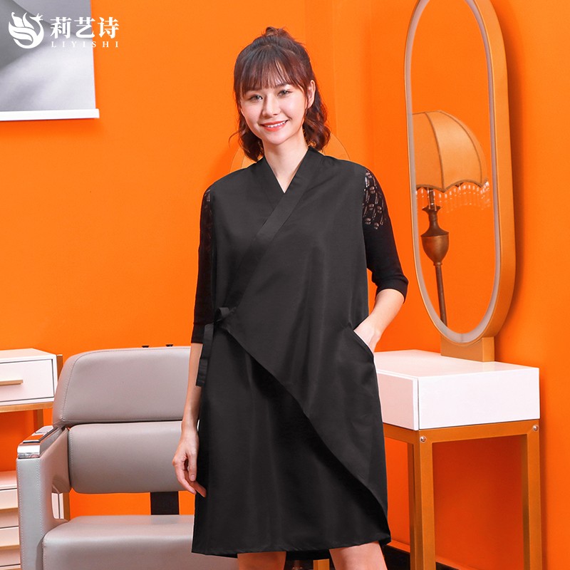 美发师工服发廊烫染发罩衣中工助理工作服防水技师服纯色理发店围
