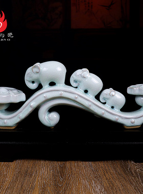 禹州神后钧瓷书房办公桌家居饰品钧窑瓶陶瓷鸡血红吉祥如意