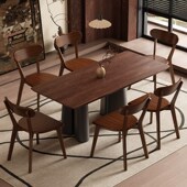 实木餐椅餐桌椅商用靠背椅复古意式