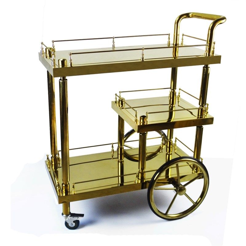 欧式钛金甜品车实木点心车车店小推车贵妃酒水车茶水车