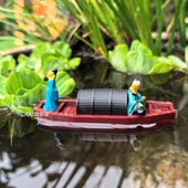 迷你漂浮乌篷船鱼缸造景小假山微景观水陆缸庭院盆景装 饰品
