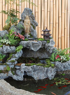 山石派问佛假山流水造景新仿青龙石园鱼池庭院假山