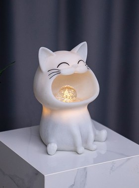 招财猫水晶球风水轮招财小型流水摆件循环水开业送礼桌面办公室