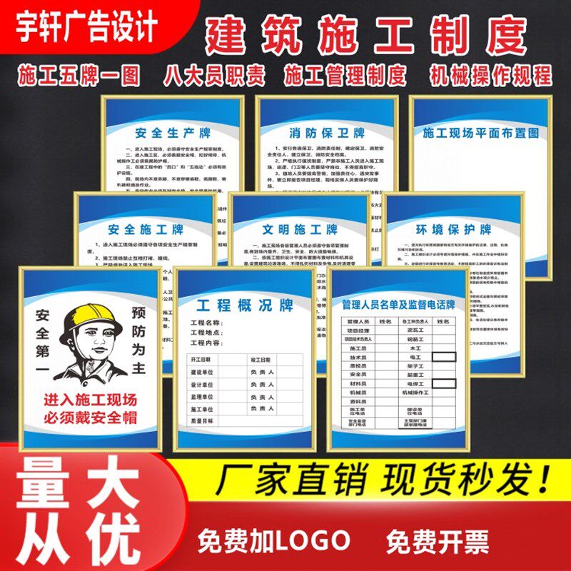施工现场五图项管理制度建筑工地警示八大员岗位职责