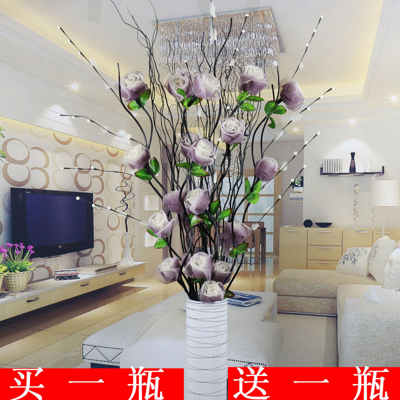 叶脉干客厅落地假玫瑰干束干枝新房室内饰艺