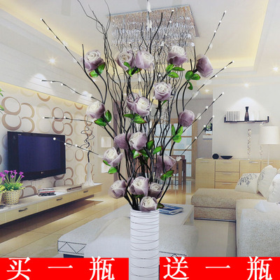 叶脉干客厅落地假玫瑰干束干枝新房室内饰艺