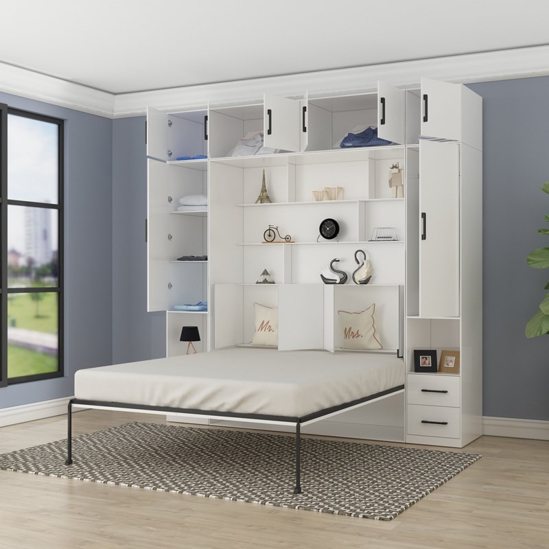 隐形床折叠床家用卧室可折叠床多功能小户型隐藏衣柜壁床五金配件