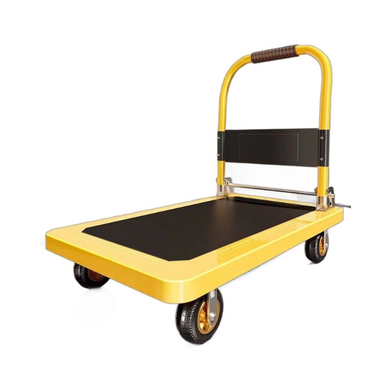 钢板小推车拉货手推车搬运车家用平板车拖车折叠四轮静音买菜